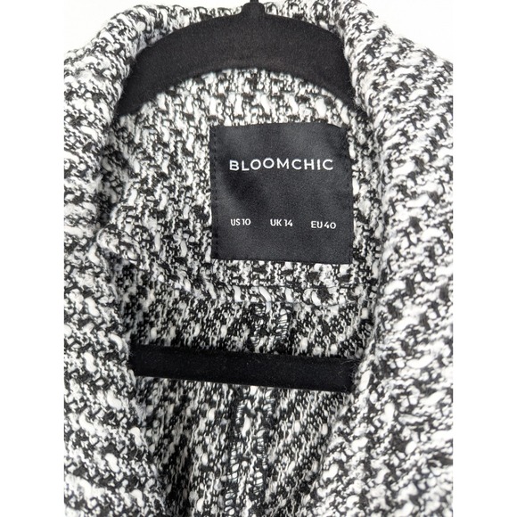Bloomchic Black White Herringbone Double Breasted Blazer Jacket Coat US 10 - Picture 3 of 10
